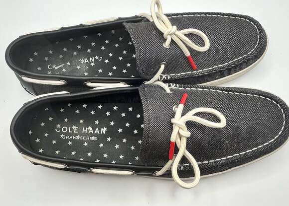 Cole Haan Grand Series Pinch Weekender Camp Moc Canvas Boat Shoes Black C32162 - Picture 7 of 7